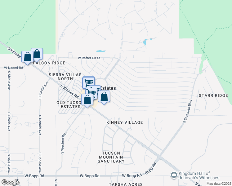 map of restaurants, bars, coffee shops, grocery stores, and more near 5818 West Bar X Street in Tucson