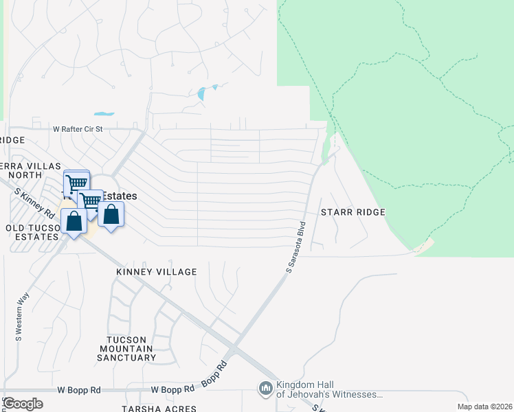 map of restaurants, bars, coffee shops, grocery stores, and more near 5441 West Box R Street in Tucson