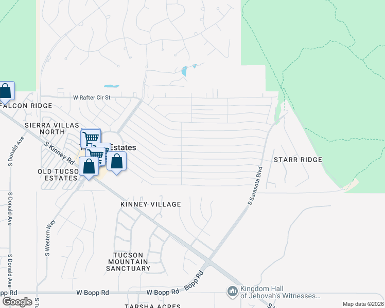 map of restaurants, bars, coffee shops, grocery stores, and more near 5581 West Box R Street in Tucson