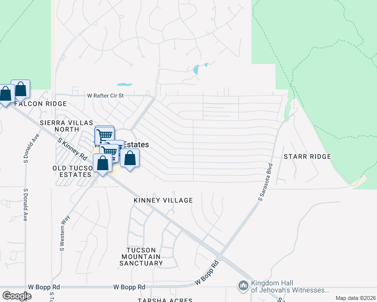 map of restaurants, bars, coffee shops, grocery stores, and more near 5650 West Lazy South Street in Tucson