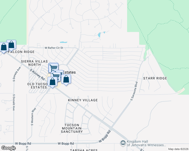map of restaurants, bars, coffee shops, grocery stores, and more near 5650 West Lazy South Street in Tucson