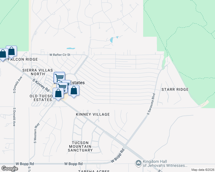 map of restaurants, bars, coffee shops, grocery stores, and more near 5650 West Lazy South Street in Tucson