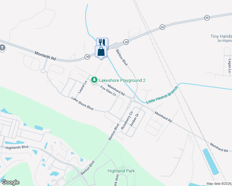 map of restaurants, bars, coffee shops, grocery stores, and more near 155 Fox Glen Court in Bloomingdale