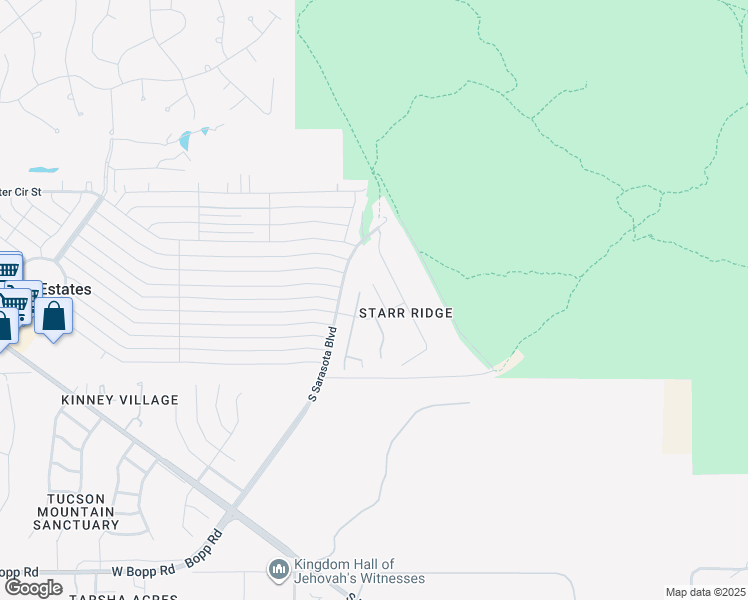 map of restaurants, bars, coffee shops, grocery stores, and more near 2982 South Pitchfork Court in Tucson