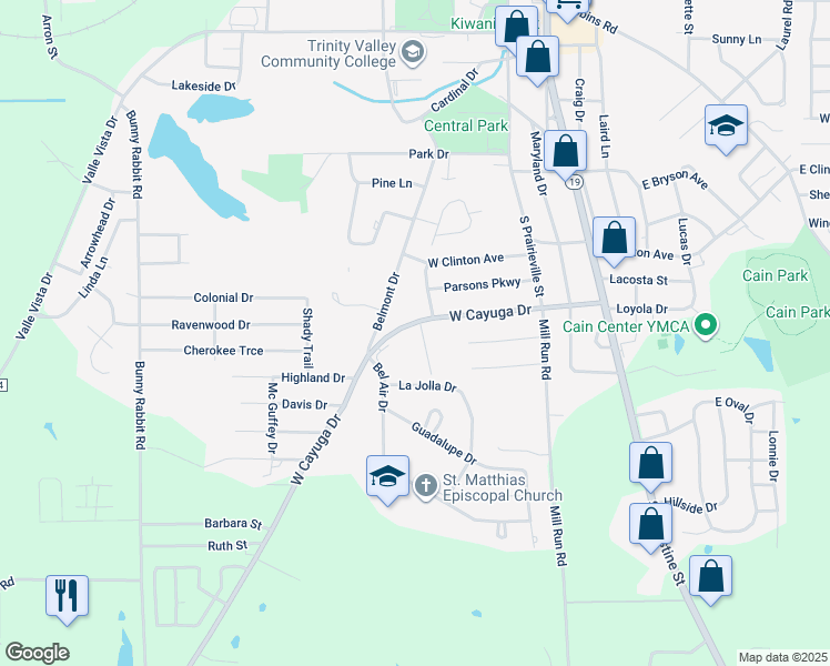 map of restaurants, bars, coffee shops, grocery stores, and more near 201 West Cayuga Drive in Athens