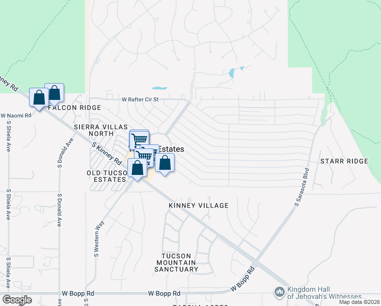 map of restaurants, bars, coffee shops, grocery stores, and more near 5818 West Bar X Street in Tucson