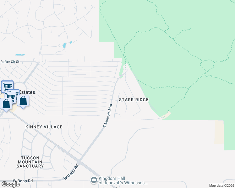map of restaurants, bars, coffee shops, grocery stores, and more near 5309 West Box R Street in Tucson