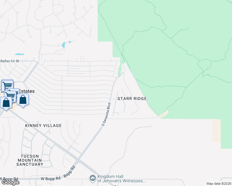 map of restaurants, bars, coffee shops, grocery stores, and more near 5309 West Box R Street in Tucson