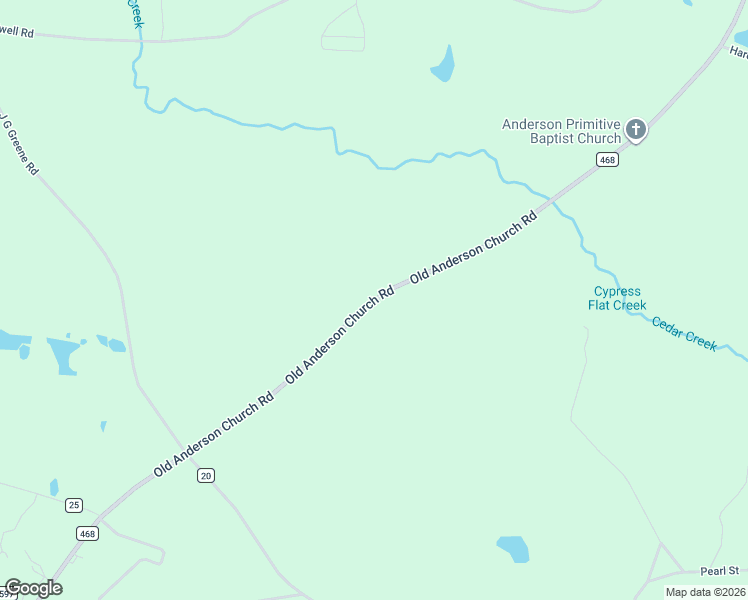 map of restaurants, bars, coffee shops, grocery stores, and more near Old Anderson Church Road in Tattnall County