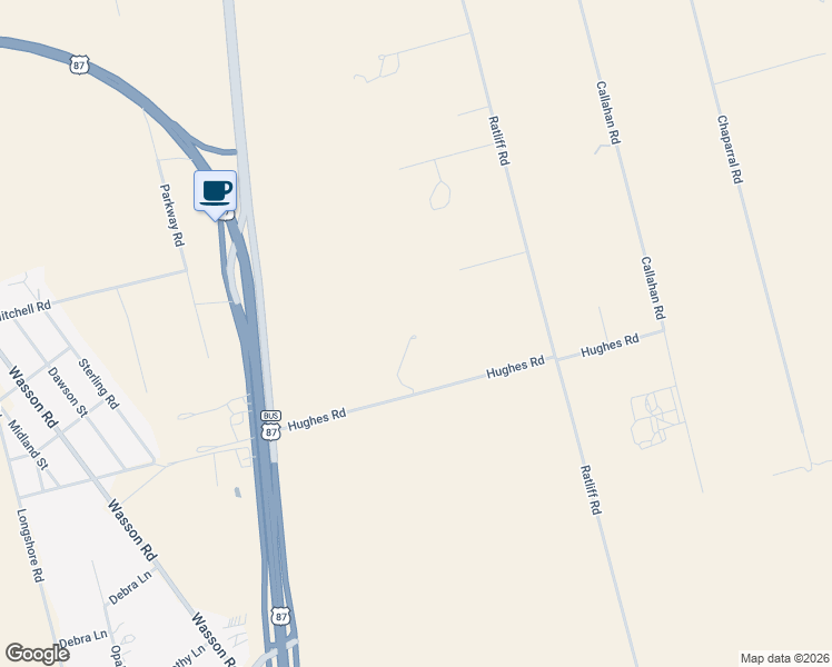 map of restaurants, bars, coffee shops, grocery stores, and more near 303 Hughes Road in Big Spring