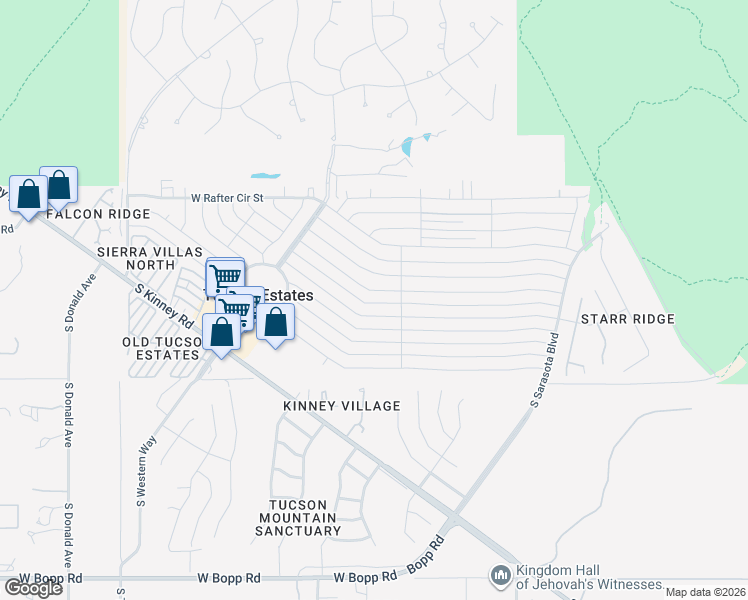 map of restaurants, bars, coffee shops, grocery stores, and more near 5650 West Lazy South Street in Tucson