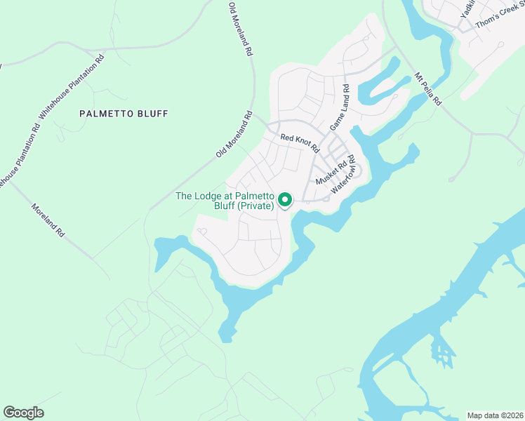 map of restaurants, bars, coffee shops, grocery stores, and more near 216 Waterfowl Road in Bluffton