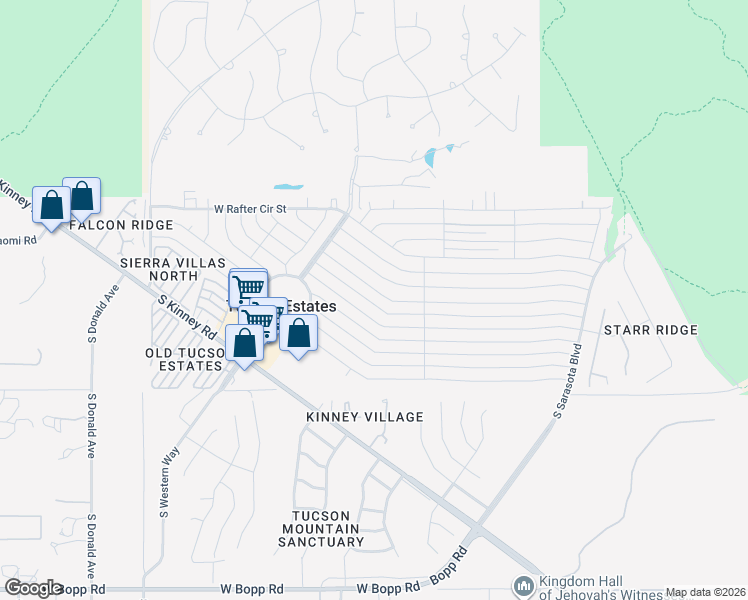 map of restaurants, bars, coffee shops, grocery stores, and more near 5732 West Tumbling F Street in Tucson
