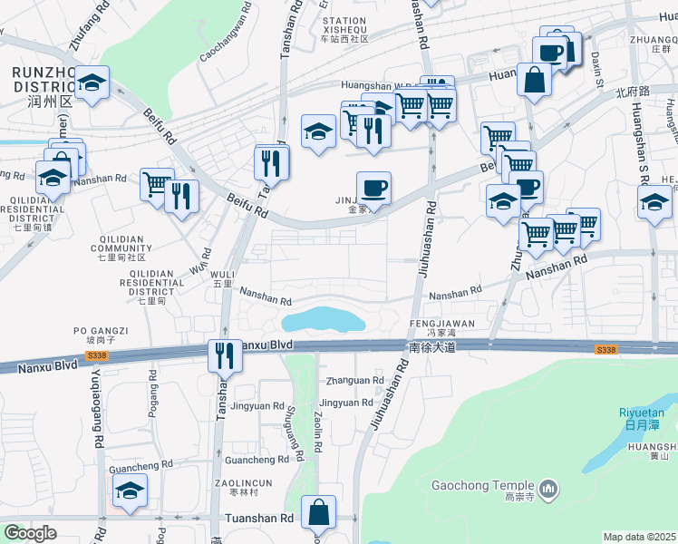 map of restaurants, bars, coffee shops, grocery stores, and more near in Zhenjiang
