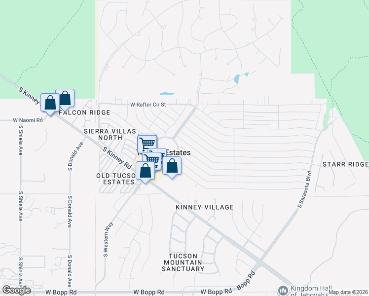 map of restaurants, bars, coffee shops, grocery stores, and more near 5817 West Box R Street in Tucson