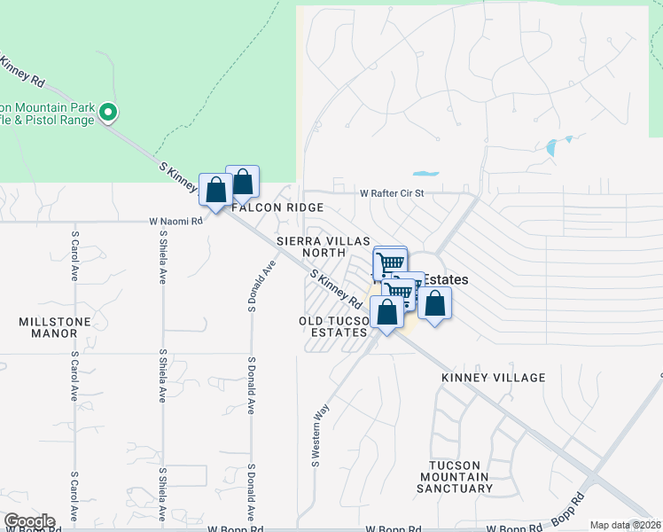 map of restaurants, bars, coffee shops, grocery stores, and more near 6143 West Red Sky Circle in Tucson