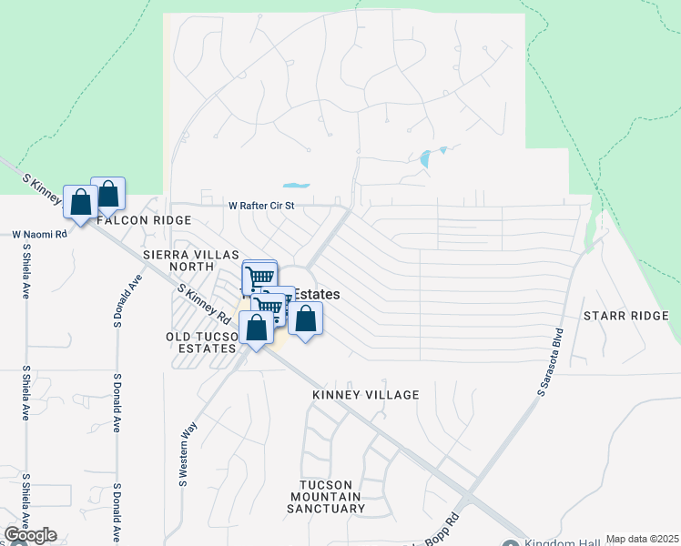 map of restaurants, bars, coffee shops, grocery stores, and more near 5817 West Box R Street in Tucson