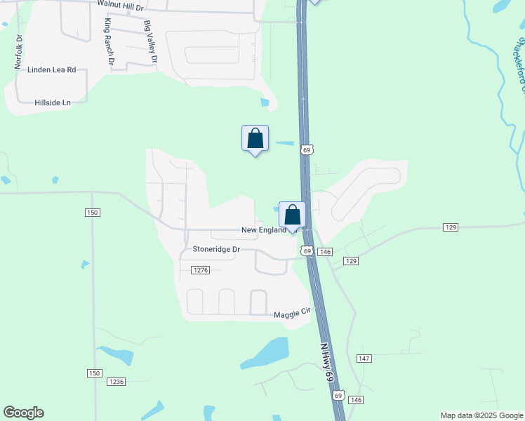 map of restaurants, bars, coffee shops, grocery stores, and more near 1604 County Road 149 in Flint
