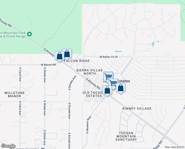 map of restaurants, bars, coffee shops, grocery stores, and more near 2857 South Full Moon Drive in Tucson
