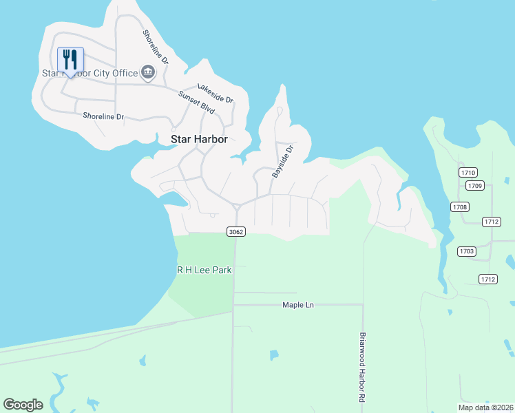 map of restaurants, bars, coffee shops, grocery stores, and more near 17 Greenbriar Circle in Malakoff