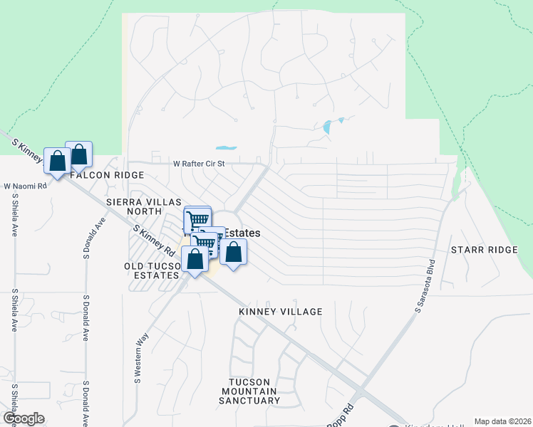 map of restaurants, bars, coffee shops, grocery stores, and more near 5817 West Box R Street in Tucson