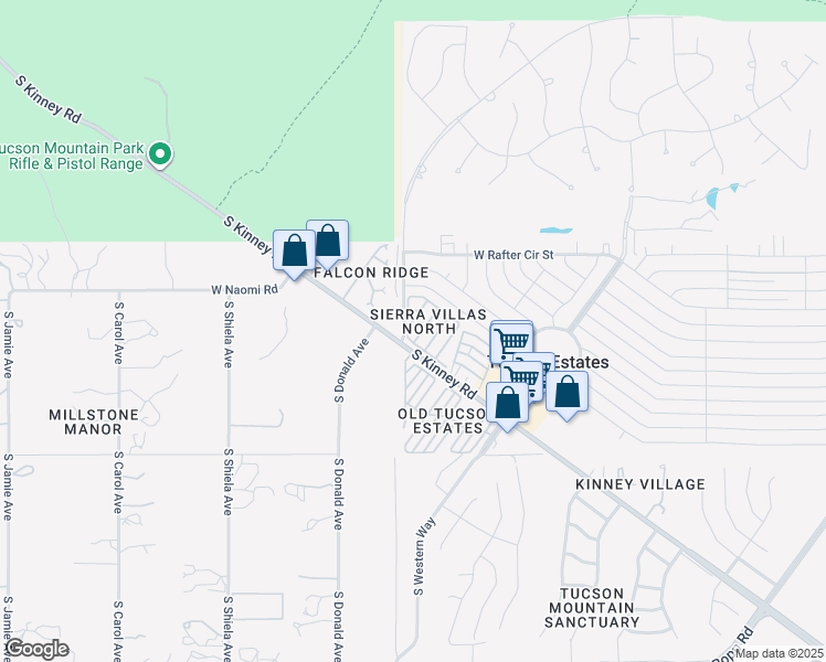 map of restaurants, bars, coffee shops, grocery stores, and more near 2872 South Stacy Drive in Tucson
