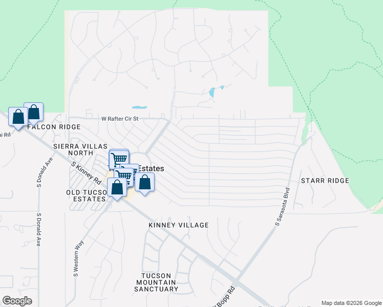 map of restaurants, bars, coffee shops, grocery stores, and more near 5684 West Circle Z Street in Tucson