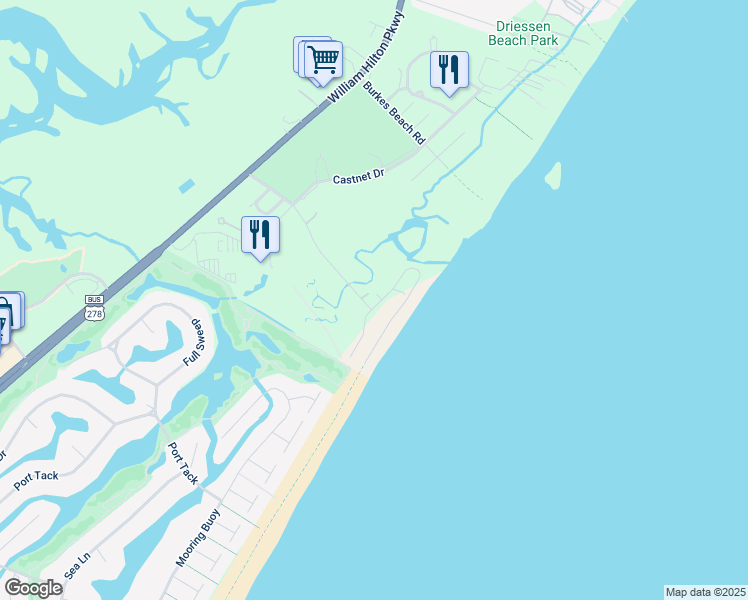 map of restaurants, bars, coffee shops, grocery stores, and more near in Hilton Head Island