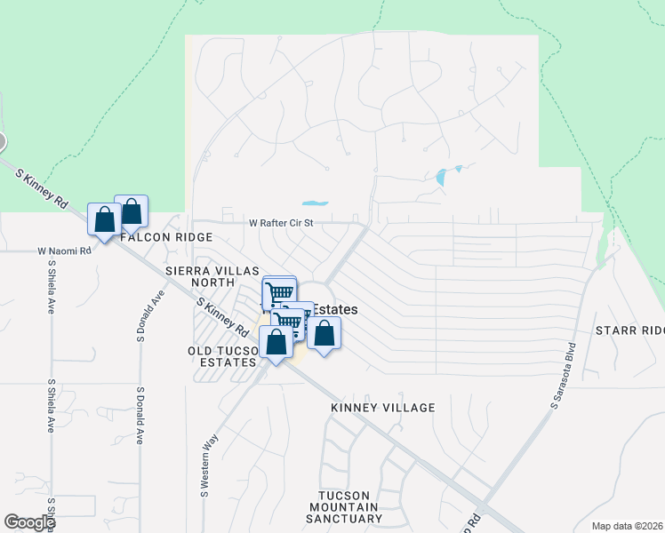 map of restaurants, bars, coffee shops, grocery stores, and more near 2857 South Full Moon Drive in Tucson