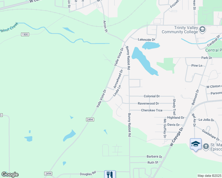 map of restaurants, bars, coffee shops, grocery stores, and more near 821 Valle Vista Drive in Athens