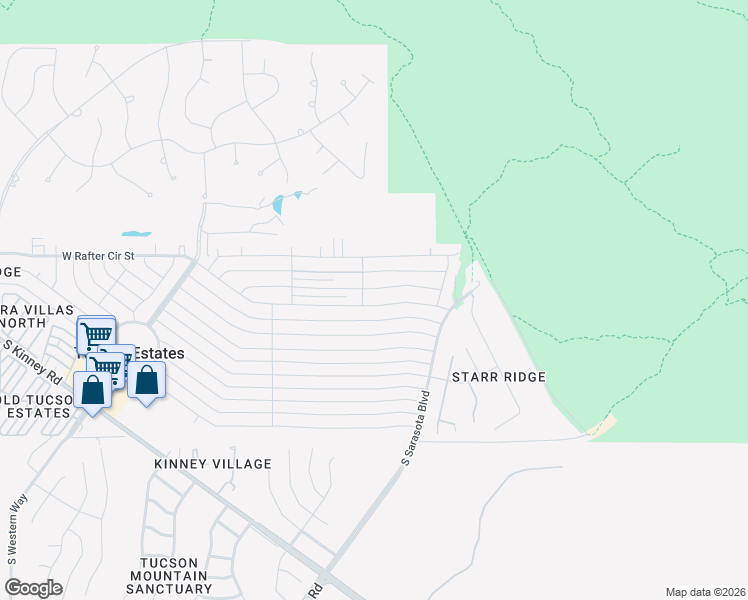 map of restaurants, bars, coffee shops, grocery stores, and more near 5430 West Bar South Street in Tucson