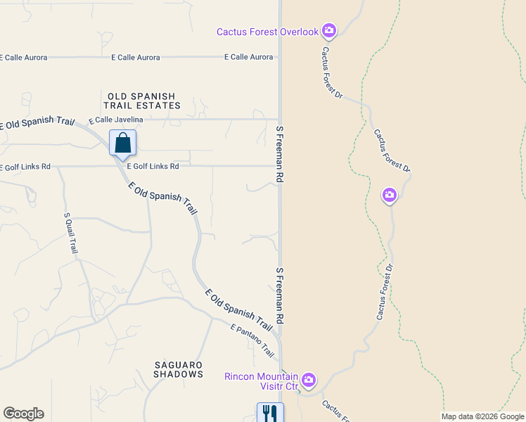 map of restaurants, bars, coffee shops, grocery stores, and more near 2810 South Freeman Road in Tucson