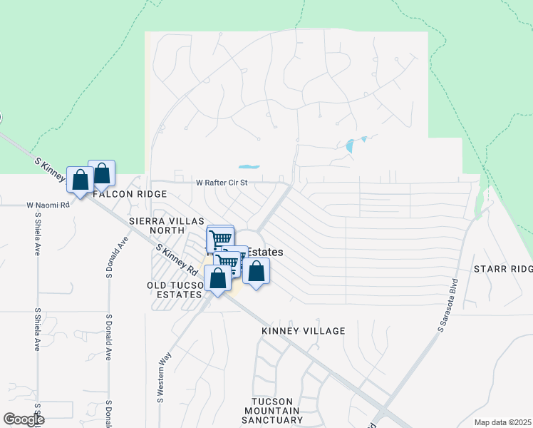 map of restaurants, bars, coffee shops, grocery stores, and more near 2857 South Full Moon Drive in Tucson