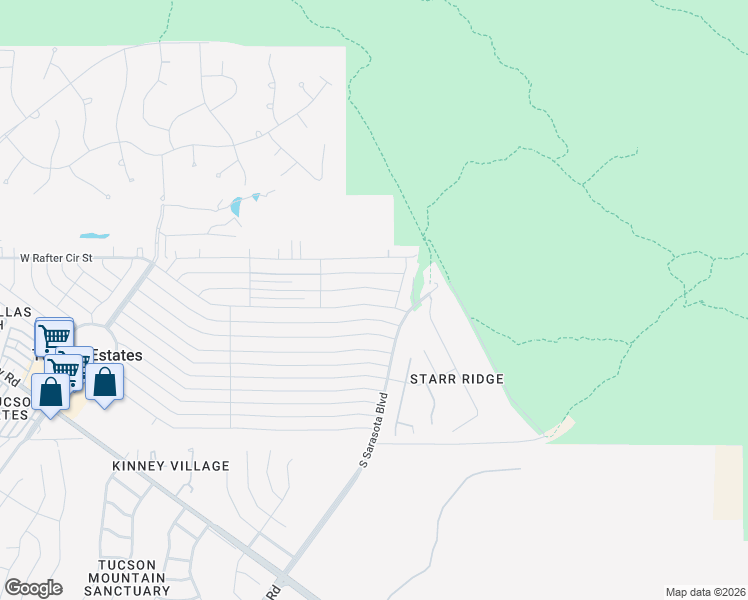 map of restaurants, bars, coffee shops, grocery stores, and more near 5326 West Bar South Street in Tucson