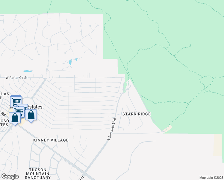 map of restaurants, bars, coffee shops, grocery stores, and more near 5326 West Bar South Street in Tucson