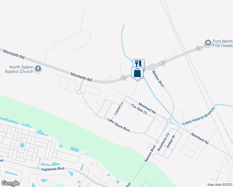 map of restaurants, bars, coffee shops, grocery stores, and more near 16 Fox Glen Court in Savannah