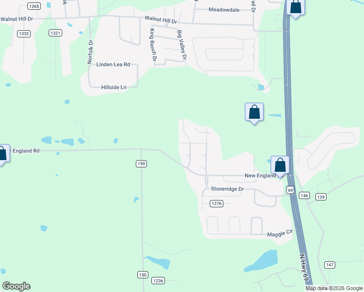 map of restaurants, bars, coffee shops, grocery stores, and more near 5428 Meadow Ridge Drive in Flint