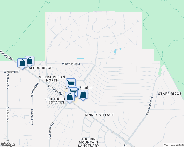 map of restaurants, bars, coffee shops, grocery stores, and more near 5851 West Circle Z Street in Tucson