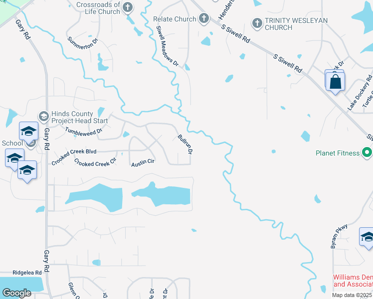 map of restaurants, bars, coffee shops, grocery stores, and more near 1117 Bullrun Drive in Jackson