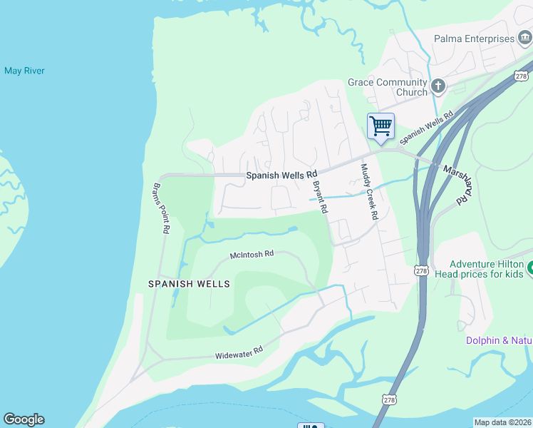 map of restaurants, bars, coffee shops, grocery stores, and more near 24 Timbercrest Circle in Hilton Head Island