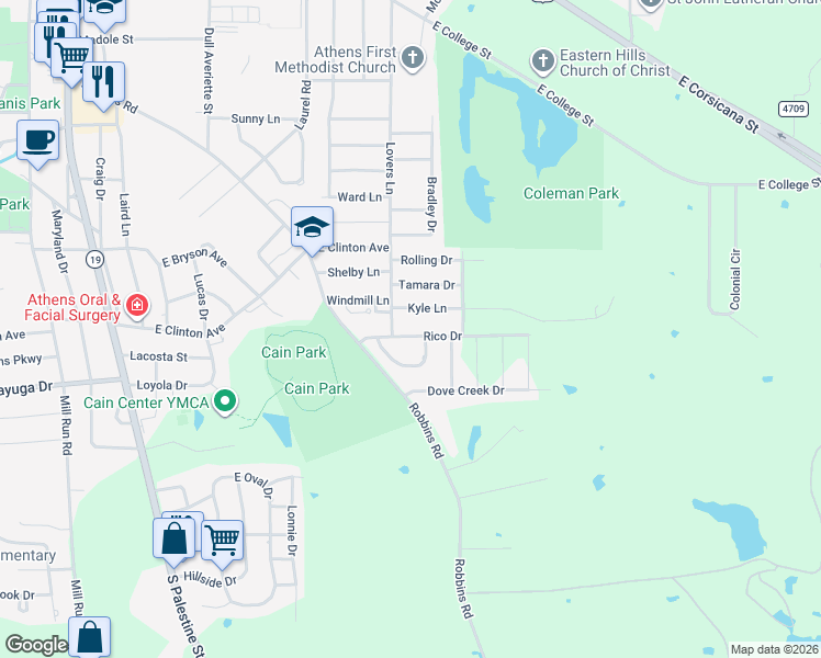 map of restaurants, bars, coffee shops, grocery stores, and more near 808 Lovers Lane in Athens