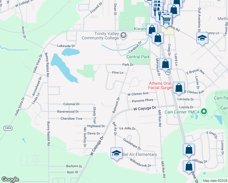 map of restaurants, bars, coffee shops, grocery stores, and more near 718 Mulberry Drive in Athens