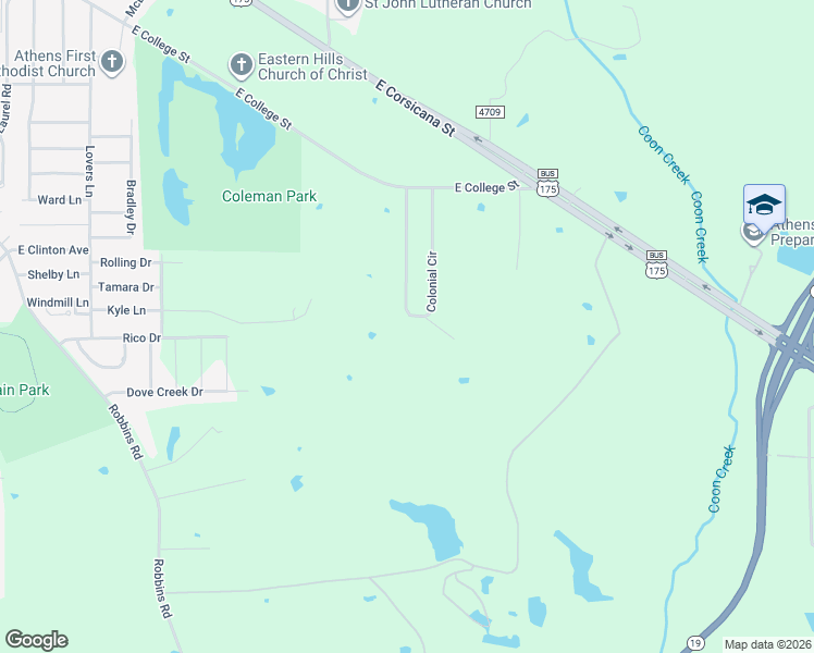 map of restaurants, bars, coffee shops, grocery stores, and more near 234 Colonial Circle in Athens