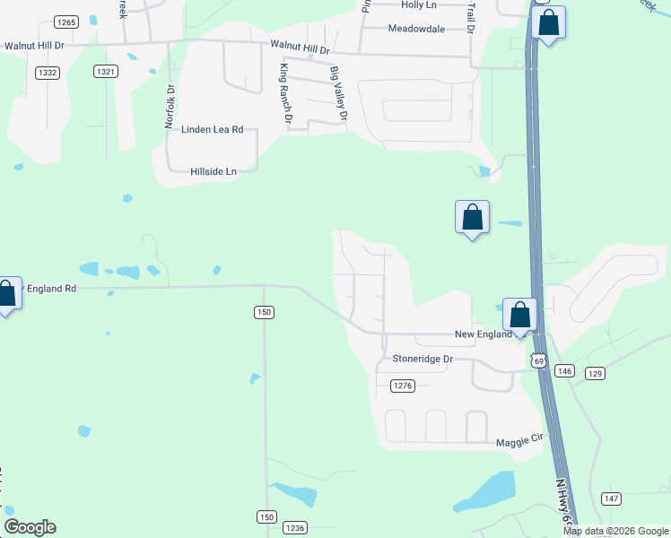 map of restaurants, bars, coffee shops, grocery stores, and more near 5428 Meadow Ridge Drive in Flint