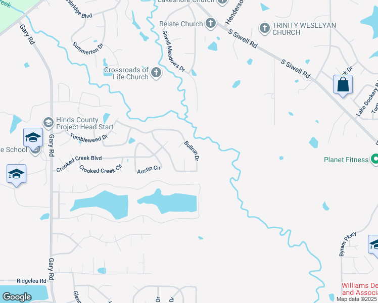 map of restaurants, bars, coffee shops, grocery stores, and more near 1117 Bullrun Dr in Jackson