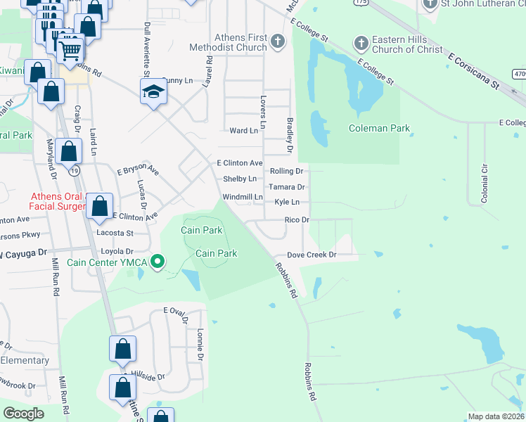 map of restaurants, bars, coffee shops, grocery stores, and more near 808 Lovers Lane in Athens