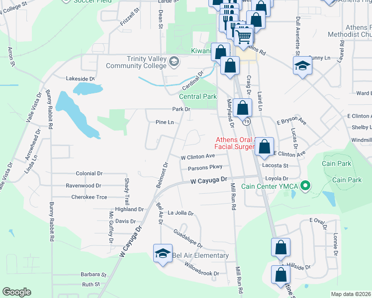 map of restaurants, bars, coffee shops, grocery stores, and more near 120 West Clinton Avenue in Athens