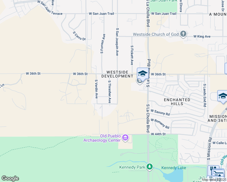map of restaurants, bars, coffee shops, grocery stores, and more near 2875 South Thrasher Avenue in Tucson