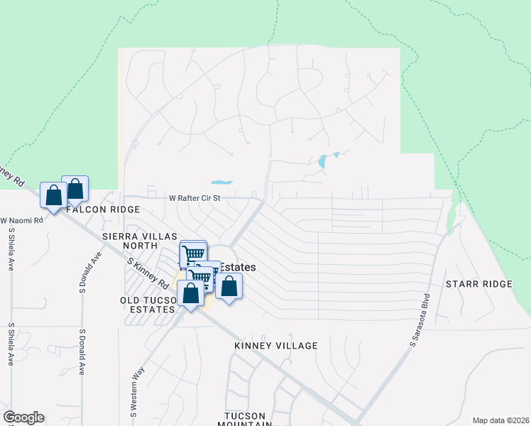 map of restaurants, bars, coffee shops, grocery stores, and more near 5860 West Circle Z Street in Tucson