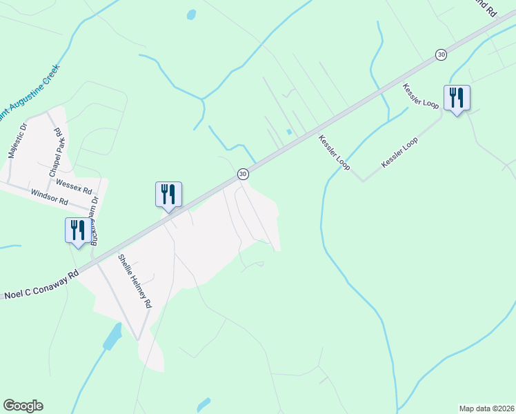 map of restaurants, bars, coffee shops, grocery stores, and more near 127 Annie Drive in Guyton